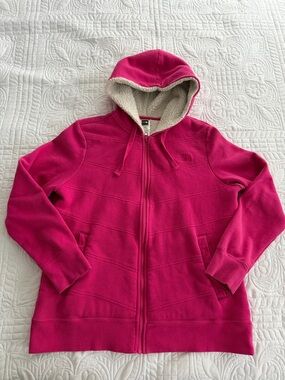 The North Face Hot Pink Sherpa-Lined Zip Hoodie Jacket Large